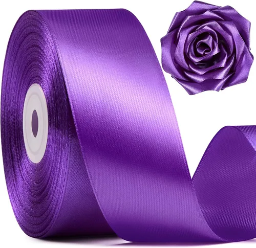 Miniatura 12 de Mauproy Cinta de satén rosa bebé de 1-1/2 pulgadas de ancho, cinta de tela de poliéster sólido de 50 yardas para hacer rosas, envoltura de regalos