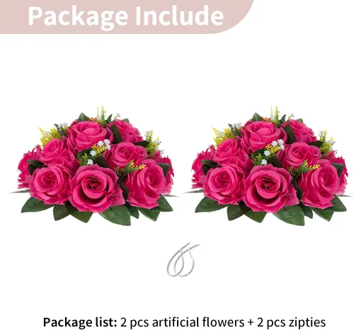 Miniatura 44 de NUPTIO Centros de mesa de flores para mesas de boda: arreglo de bolas de flores artificiales rosa y blanco para bodas, fiestas, 2 piezas de rosas