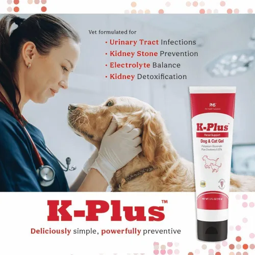 Miniatura 5 de K-Plus - Gel renal de gluconato de potasio más arándano y EPA para perros y gatos, suplemento renal aprobado por veterinarios, apoya el equilibrio