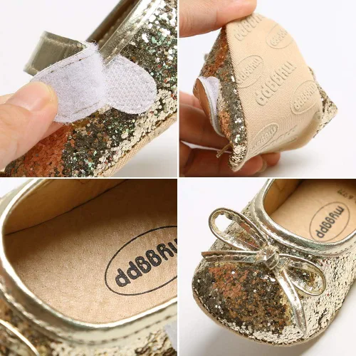 Miniatura 6 de Antheron Baby Girls Mary Jane Flats - Mocasines para bebé con suela suave, diseño floral brillante