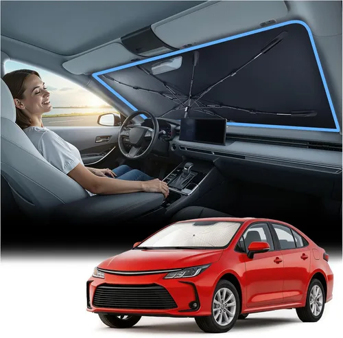 Miniatura 67 de Nmoiss [Escudo térmico con revestimiento de vinilo] Parasol para parabrisas personalizado para Mazda 3, protege el automóvil de los rayos solares