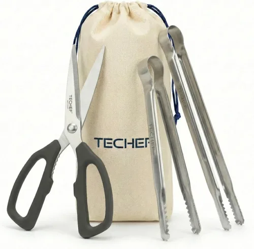 Miniatura 10 de TECHEF Tijeras de cocina, tijeras multiusos, aptas para lavavajillas, tijeras de carne de alta resistencia, tijeras de aves de corral, acero Scissors
