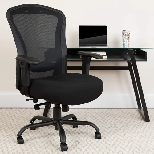 Miniatura 2 de Flash Furniture HERCULES Series 24/7 Uso Intensivo Big & Tall 400 lb. Silla de oficina ergonómica multifunción de malla negra con inclinación
