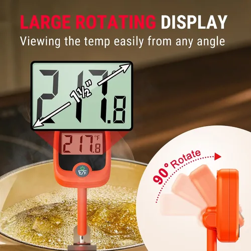 Miniatura 7 de TempPro TP509 - Termómetro de caramelo con clip para olla, sonda de 10 pulgadas de largo, termómetro de comida para carne de lectura instantánea