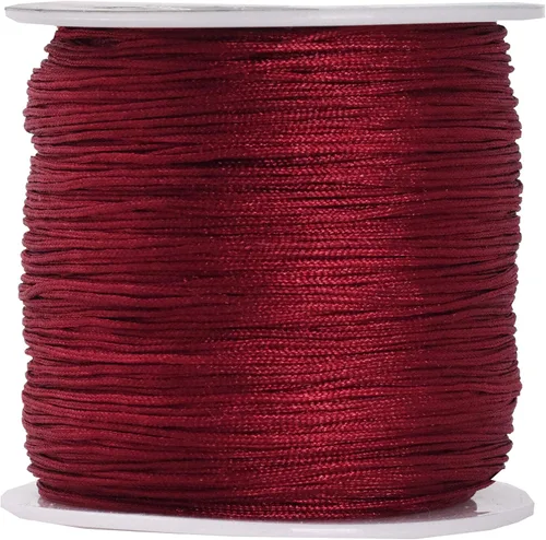 Miniatura 80 de Mandala Crafts Cordón de satén de nailon para la fabricación de joyas, 0.079 in, 55 yardas, cuerdas rojas de nailon, cordón de nudo chino para hacer