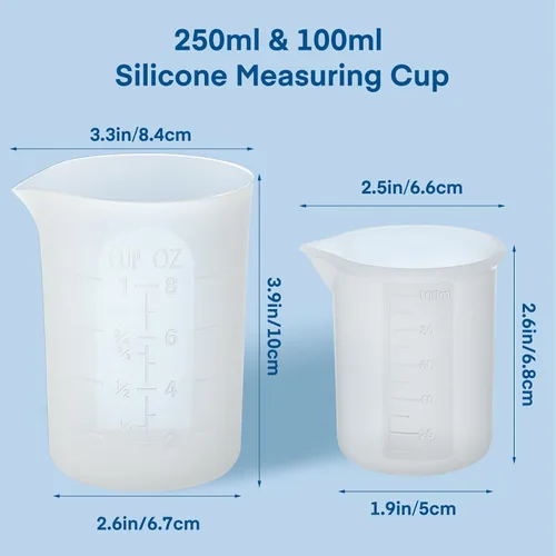 Miniatura 2 de Gartful Juego de 6 tazas medidoras de silicona de 250ml y 100ml, tazas de mezcla de silicona para epoxi, artes con resina, pegamento, moldes