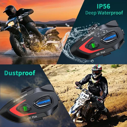 Miniatura 8 de VCOROS Auriculares para casco de motocicleta, intercomunicador de casco de 2 vías para 2 conductores, para compartir música, resistente al agua