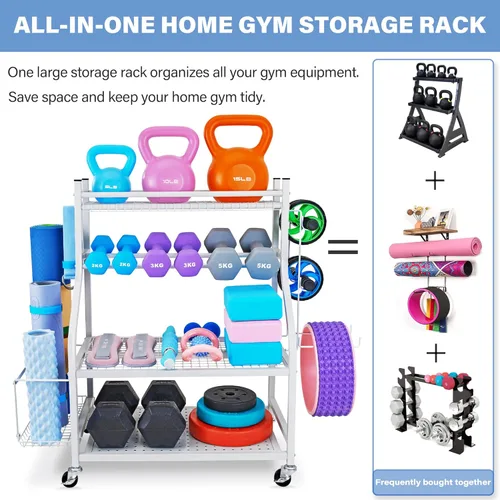Miniatura 2 de Estante para mancuernas, estante de almacenamiento para esterilla de yoga, estante de peso para mancuernas, estante de almacenamiento de gimnasio