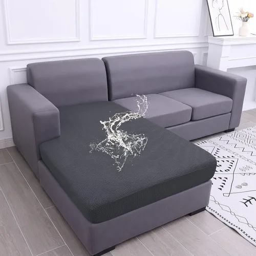 Miniatura 108 de hyha Fundas impermeables para cojines de sofá para mascotas, funda antideslizante para asiento de sofá para perros lavable, tela de jacquard Gris