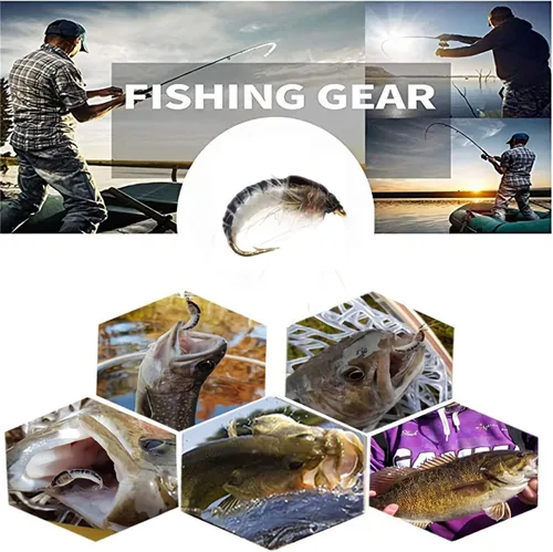 Miniatura 5 de Señuelos de pesca con mosca hechos a mano, 6 piezas, moscas húmedas, ninfa, scud