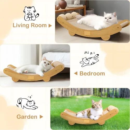 Miniatura 7 de DWCN Hamaca rascador grande 3 en 1 para gatos, almohadilla para rascar con 3 bolas de sisal natural, protector de muebles, regalo para gatos
