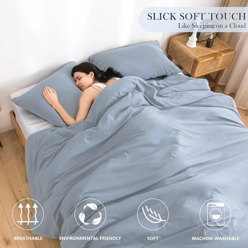 Miniatura 2 de COTTEBED Juego de colcha sólido tamaño king: ropa de cama de microfibra de algodón lavado súper suave y completamente delgada y ligera - 1 manta