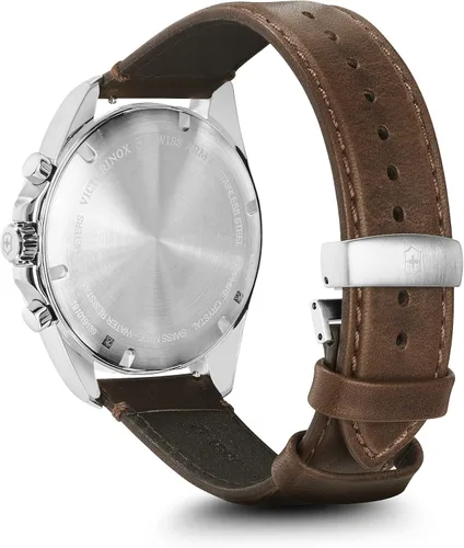 Miniatura 3 de Victorinox Fieldforce - Reloj cronólogo clásico con esfera negra y correa de cuero marrón, Marrón, Cronógrafo