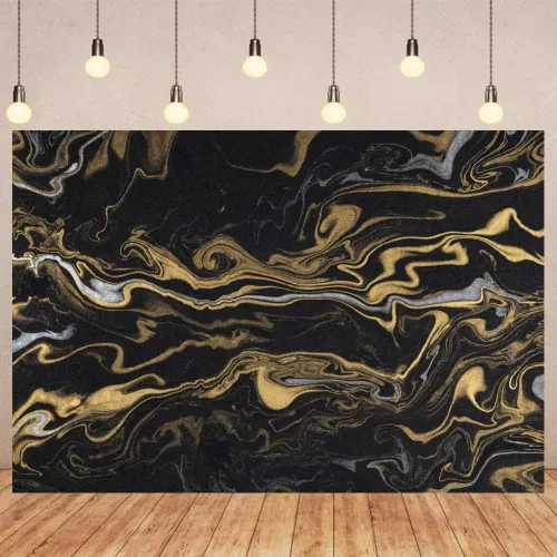 Leyiyi Fondo de 5 x 3 pies para fotografía, telón de fondo de mármol negro y dorado, arte abstracto, telón de fondo de arena movediza dorada para