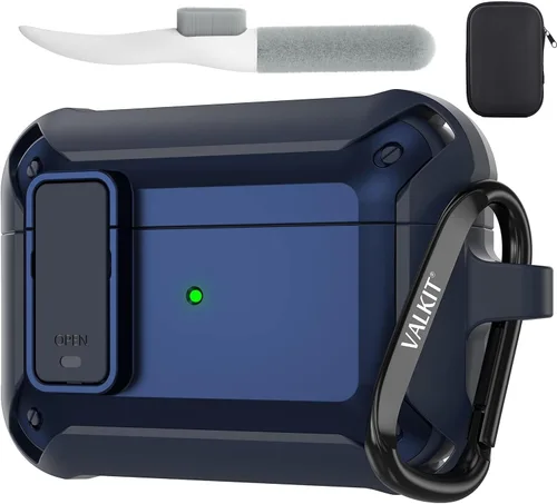 Miniatura 21 de Valkit Funda para Airpods para hombres con cerradura, funda de cuerpo completo con llavero para AirPods de Apple a prueba de golpes, funda