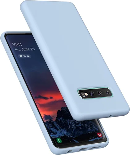 Miniatura 23 de Funda diseñada para Galaxy S10 Plus de 6.4 pulgadas, S10+ de gel de silicona líquida a prueba de golpes, funda de forro de tela de microfibra suave