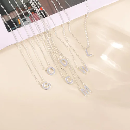 Miniatura 21 de Collares con iniciales para mujer, delicado collar de letra plateada con nombre personalizado con monograma, collar simple y lindo con inicial