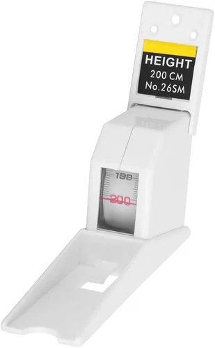 Medición de altura, medidor de estatura de crecimiento montado en la pared, cinta métrica de altura de metal retráctil para niños y adultos (blanco)