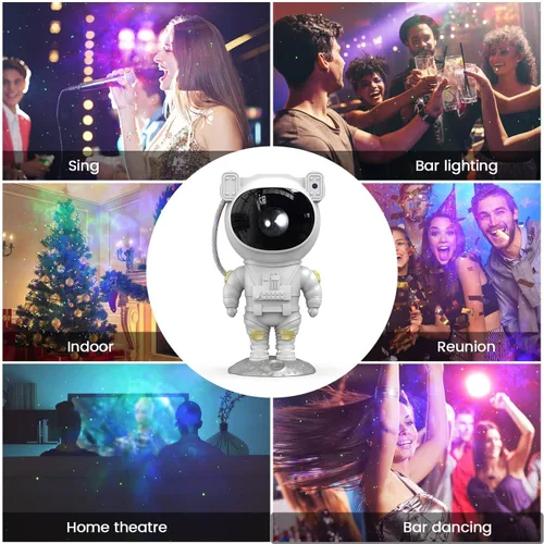 Miniatura 6 de Proyector de Galaxia de Astronauta para Dormitorio, Proyector de Estrellas Ajustable 360° con Control Remoto y Temporizador, Lámpara de Luz