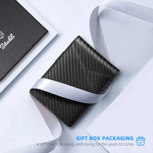 Miniatura 79 de Zitahli - Billeteras delgadas RFID para hombres, billetera de cuero flexible con clip de dinero, cartera minimalista con bolsillo frontal