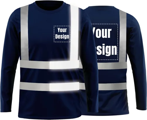 Miniatura 30 de La alta visibilidad reflexiva de las camisetas de la seguridad del logotipo de encargo Hola Vis de Verde neón
