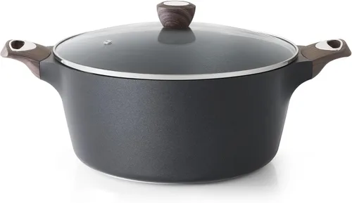 SENSARTE - Olla antiadherente con tapa, 2.6/4.5/6.6/8.5 QT Olla de sopa, olla para guisos, olla para pasta saludable, olla de cocina grande y Negro