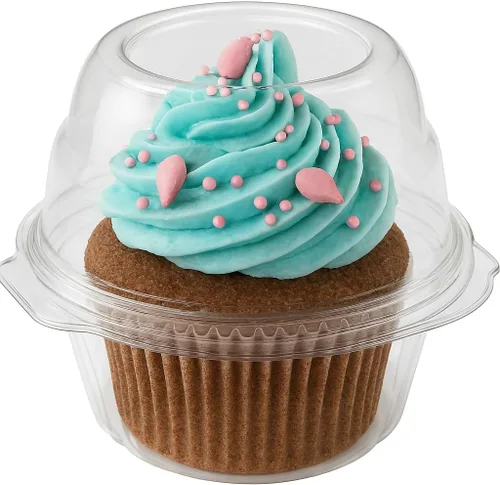 Stock Your Home Recipientes individuales para cupcakes, paquete de 25, soporte para cupcakes con tapa, contenedor de plástico para magdalenas,