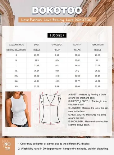 Miniatura 5 de Dokotoo - Camiseta ajustada sin mangas para mujer, tirantes anchos, escote bajo, con ribetes, deportiva, para entrenamiento
