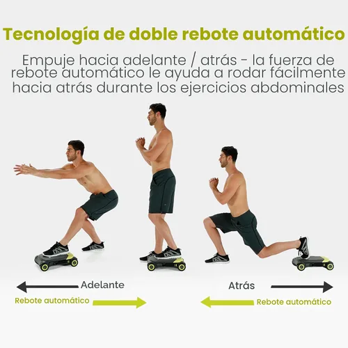 Miniatura 2 de WONDER CORE Slide Fit, tabla de rodillo abdominal con 4 ruedas, rueda abdominal automática de rebote para entrenamiento del core