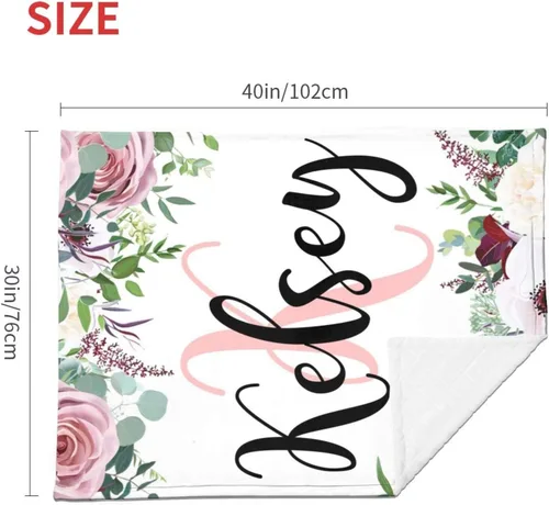 Miniatura 5 de Manta de bebé personalizada con nombre para niñas, mantas con nombre de bebé floral personalizadas para bebés, recién nacidos