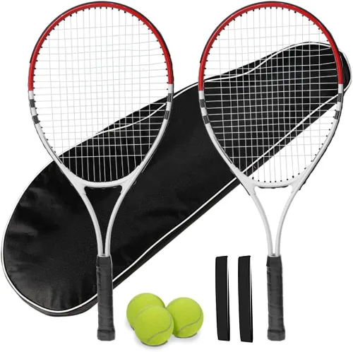 Miniatura 8 de Raqueta de tenis preencordada, ligera, de 27 pulgadas, raquetas recreativas para adultos, para hombres, mujeres, estudiantes, kit de entrenamiento