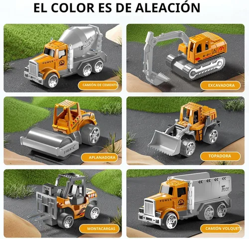 Miniatura 5 de NIPLOOOW - Juego de vehículos de construcción para niños, camión de juguete con alfombra de juego y coche de juguete fundido a presión