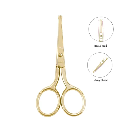 Miniatura 3 de LIVINGO Tijeras profesionales para vello nasal, multiusos, de acero inoxidable, punta redondeada, hoja recta, vello facial, barba, cejas, recorte