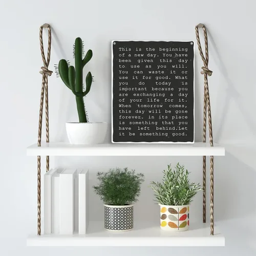 Miniatura 3 de Arte de pared inspirador motivacional con texto en inglés "This Is The Beginning Of A New Day" de madera, letrero colgante positivo, decoración