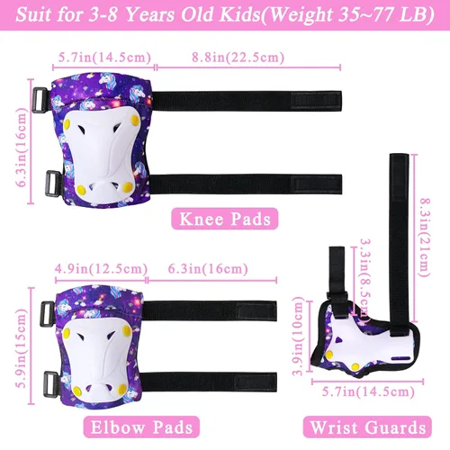 Miniatura 4 de Rodilleras FIODAY para niños, rodilleras y coderas para niños pequeños con bolsa de cordón, juego de equipo de protección ajustable para niñas