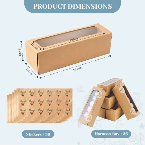 Miniatura 3 de NPLUX Paquete de 36 cajas de macarrones para 5-7 macarrones, cajas de dulces de fresa con adhesivo para regalo, regalos de graduación, regalos