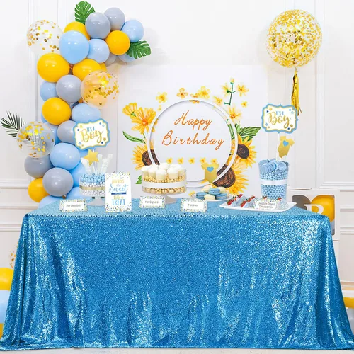 QueenDream Mantel de lentejuelas brillantes, mantel rectangular de 50 x 80 pulgadas para decoración de fiestas de cumpleaños, baby shower