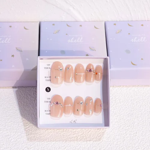 Miniatura 31 de LIGHT RAIN - Uñas a presión medianas con diseño de galaxia Andromeda, de lujo, reutilizables, de siete capas, con acabado UV, uñas postizas hechas a