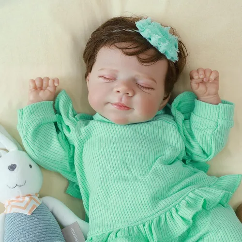 SCOM Muñecas bebé reborn para niña de 18 pulgadas – Cuerpo completo de silicona, recién nacida durmiendo de forma realista, posable y lavable,