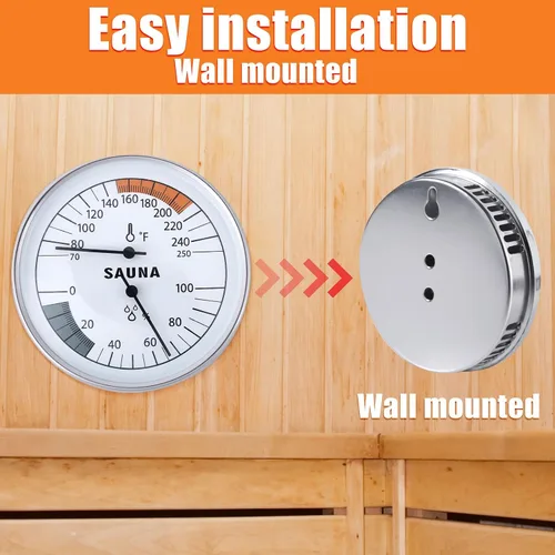 Miniatura 5 de Termómetro de sauna 2 en 1, higrómetro Fahrenheit, medidor de temperatura de humedad interior, monitor para sala de vapor infrarrojo, baño, spa