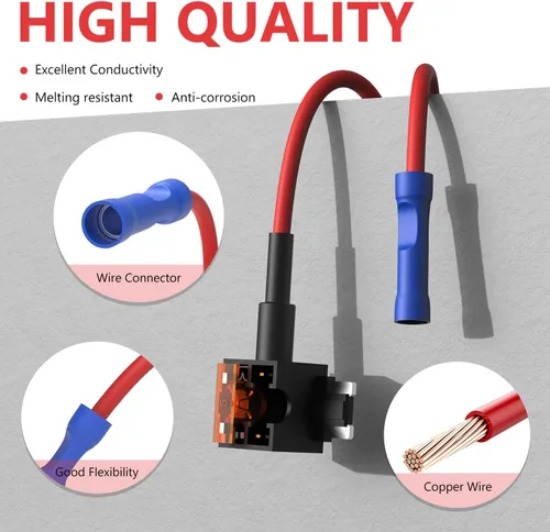 Miniatura 6 de Newdeli Paquete de 20 adaptadores de fusibles de 12 V para coche, kit de adaptador de circuito y fusible con tomas de fusible de perfil bajo