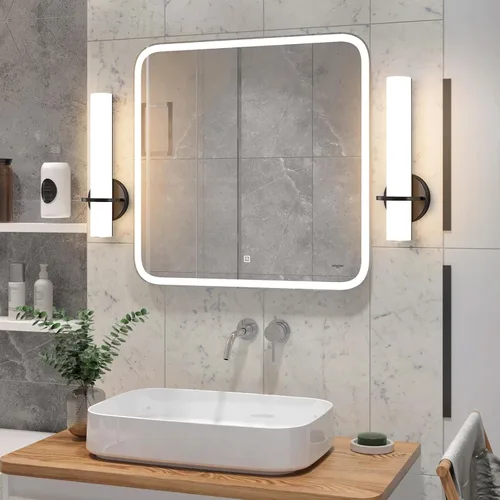 Miniatura 3 de AIJIASI Aplique de Pared - 15 pulgadas Modernas Lámparas de Baño Negras para Pared Apliques de Pared Juego de Dos Apliques LED Regulables