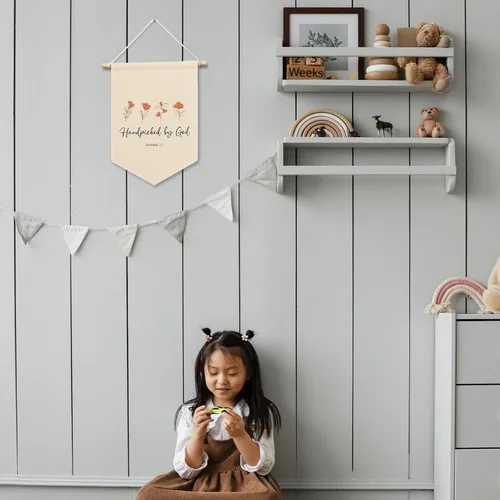 Miniatura 6 de Lienzo cristiano para guardería, escogido a mano por Dios, decoración de habitación de bebé y niños, letrero de bandera beige para colgar, arte
