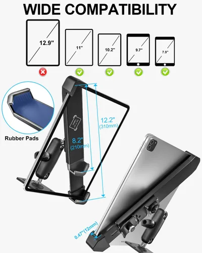 Miniatura 7 de Base de taladro antirrobo resistente para tableta, soporte para tablero de automóvil para camiones/vehículo con cerradura de seguridad y llave
