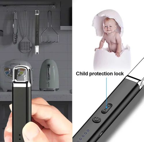 Miniatura 4 de Jaerdhs Encendedor de velas sin llama, encendedor eléctrico USB recargable, encendedor largo ARC para vela, encendedor resistente al viento, regalo