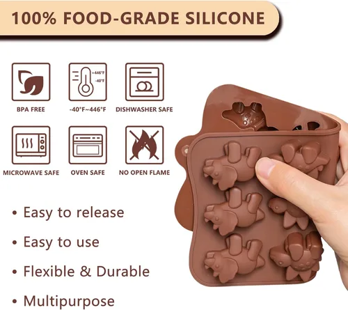 Miniatura 3 de WARM TIME Juego de 6 moldes de silicona para chocolate, moldes antiadherentes de grado alimenticio, moldes de cocina para chocolate, dulces