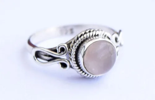 Miniatura 4 de Gemstone Ring, Handmade 925 Sterling Silver Rings for Women Girls, Natural Gemstone Ring US size 5 Solitaire Ring, Round Stone Ring, Minimalist