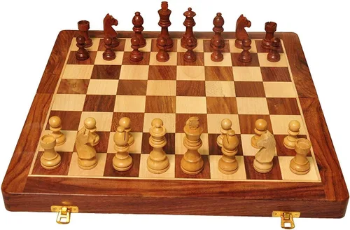 Miniatura 2 de Devyom Juego de tablero de ajedrez hecho a mano plegable de madera hecho a mano con piezas magnéticas
