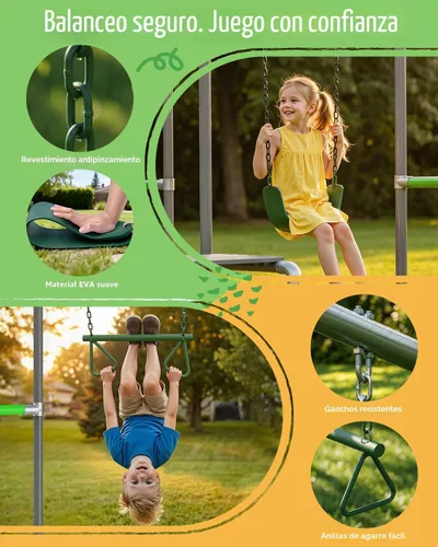 Miniatura 5 de Gimnasio de la Jungla al Aire Libre con Marco de Barras para Monos, Set de Escalada, Barra de Trapecio, Columpio de Cinturón, Barras de Gimnasia