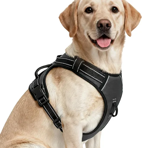 Miniatura 95 de Arnés para perro sin tirones, chaleco reflectante ajustable y acolchado para mascotas con asa de fácil control, fácil de llevar con nudo elegante